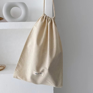 Bolsa de Algodón Muselina Orgánica Ecológica Personalizada BSCI, Bolsa de Tela de Calicó Natural Promocional con Cordón y Logotipo Impreso - Product Image 2