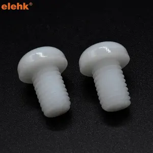 Elehk 3mm 4mm 5mmPA66ポリアミドプラスチックブラックホワイトパンクロスラウンドヘッドネジプラスチックナイロンネジ