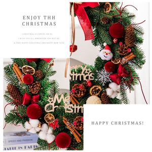 YUELIAN 35cm 50cm 60cm PE Round Pinecone Bow <b>Artifical</b> Christmas Wreath Window Hanging Xmas Party Decoration - Product Image 3