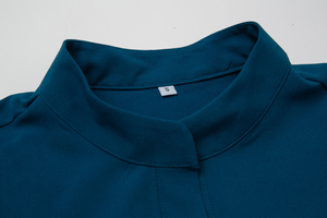 Blouse médicale à col montant, demi-fermeture, manches courtes, multipoches, extensible, uniforme médical OEM, pour infirmières de cliniques esthétiques et dentaires - Product Image 5