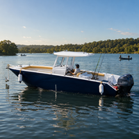 Nouveau Bateau de Pêche Robuste 2026 avec Console Centrale, Coque en Aluminium 5083, Double Moteur 200 CV, Direction Hydraulique, Système Audio Bluetooth