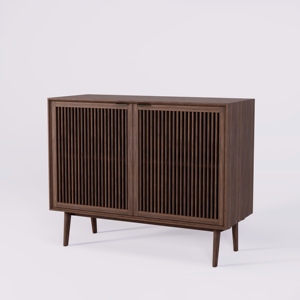 Modern Brown Solid Teak Wood Buffet Sideboard Accent Storage Cabinet <b>for</b> Living Room Bedroom <b>Home</b> <b>Bar</b> Hotel or Apartment Use - Product Image 1