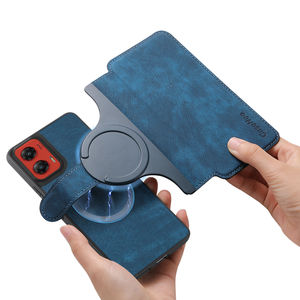 Funda Magnética con Ranuras para Tarjetas y Soporte para Motorola Edge 60 Fusion <span class=keywords><strong>Moto</strong></span> G86, Funda Tipo Libro de Cuero PU - Product Image 3