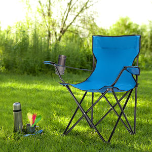 32x19x31in Blue Garden Camping <b>Chair</b> with Stainless Steel Frame Portable Outdoor Furniture in Oxford Cloth - Product Image 2
