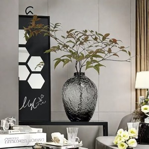 Simple Large-bellied Floor-<b>standing</b> Glass <b>Vases</b> with Hammered Texture - Product Image 2