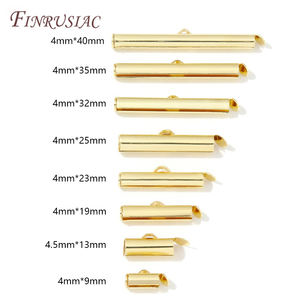 18K金メッキ真鍮金属スライド上に留め金チューブスライダーエンドキャップ圧着エンドビーズDIYジュエリー製造部品 - Product Image 3