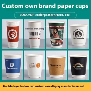 Taza de papel hueca blanca de doble capa gruesa desechable personalizable para bebidas frías calientes para café, <span class=keywords><strong>té</strong></span> de la leche, tapa antiescaldado - Product Image 2