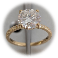 3CT Runder Verlobungsring mit verstecktem Halo und seitlichem Pavé-Steinbesatz aus Labor-Diamanten, 10K/14K/18K Massivgold, IGI-zertifiziert, CVD/HPHT, individuell anpassbar