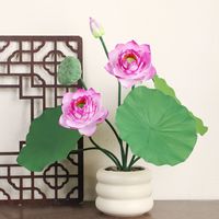 Fleur de lotus artificielle en PVC, plante en pot, arrangement décoratif hydroponique de fausse verdure pour hall d'hôtel et décoration intérieure