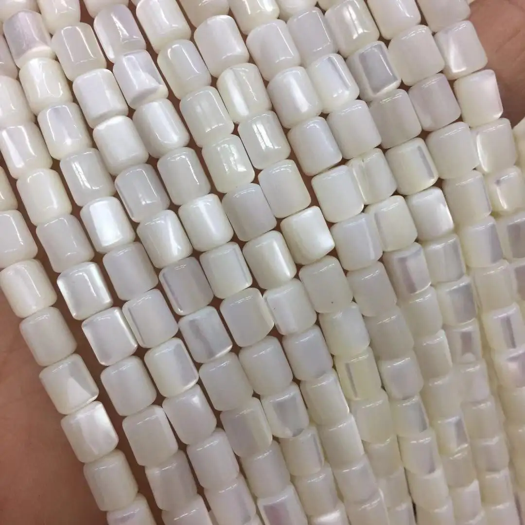 Perle distanziatrici di perle quadrate cilindriche bianche naturali per gioielli che fanno accessori regalo per collana di braccialetti fai da te all'ingrosso