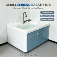 Baignoire ovale portable moderne en PVC à installer sous le comptoir avec capteur de température, design élégant pour spa
