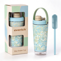 Meilleure bouteille shaker isotherme en acier inoxydable de 20 oz, bouteille d'eau de sport avec compartiment inférieur en Tritan et bouchon rotatif