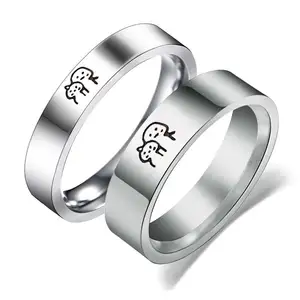 2022 wholesale new style Anime avatar titanium steel tail couple ring Valentine's Day gift ring