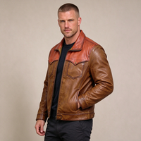 Blouson Bomber en Cuir Vintage pour Homme Style Western Hiver Yellowstone Effet Vieilli Veste de Cowboy Ranch Logo Personnalisé Vente en Gros