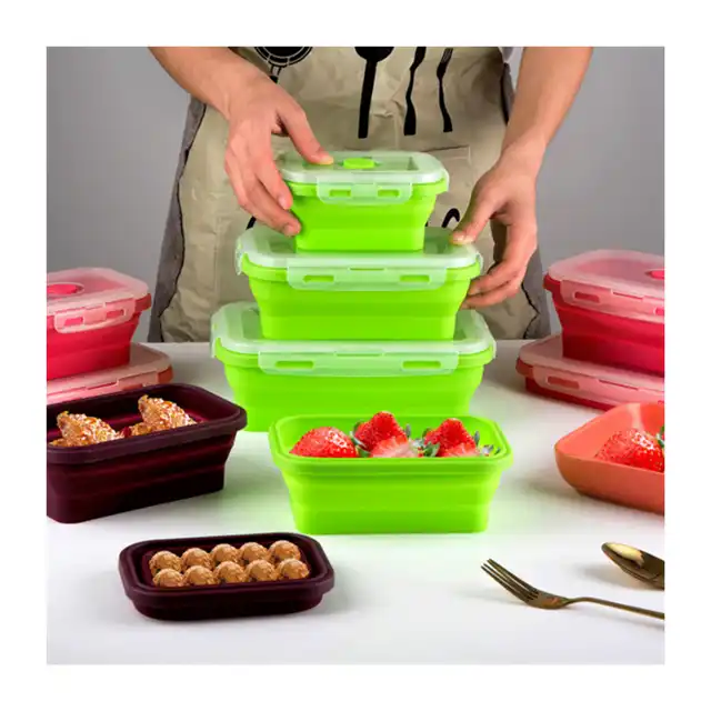 Silicone Food Storage Containers with Lids, Collapsible Meal Prep