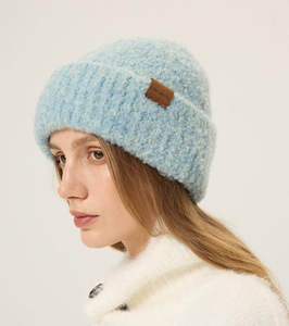 <span class=keywords><strong>Bonnet</strong></span> tricoté à la machine pour <span class=keywords><strong>femme</strong></span>, couleur bleu Islande mélangée, nouvelle collection automne-hiver, <span class=keywords><strong>chaud</strong></span>, protection des oreilles, broderie en laine, grande taille 52-54cm - Product Image 1