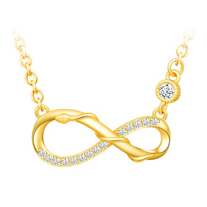 S925 Plata Cubic Zirconia Serpiente Entrelazado Infinito Símbolo Collar de plata pura Collar de oro - Product Image 1