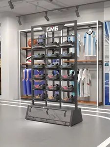 Expositor de metal para calçados esportivos, luminária de parede para loja de calçados esportivos da moda