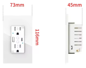 Tuya <strong>Wifi</strong> US Standard Power <strong>Smart</strong> Wall Sockets Home Electrical 110-250V 15A PD20W 2 AC Outlets <strong>Plugs</strong> &amp; Sockets - Product Image 3