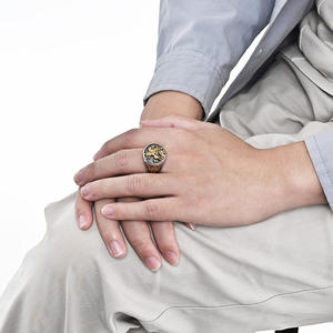 Templar Knight Titanium Steel <b>Ring</b> Steel And Gold Men's Fashion Jewelry Gift - Product Image 2