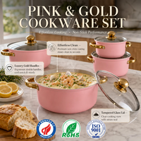 Ensemble de casseroles en granit avec couvercle en verre, de haute qualité, antiadhésives, en acier inoxydable, ensemble de batterie de cuisine