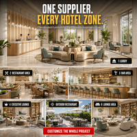 Ensemble de mobilier commercial JEILI pour restaurants : banquettes rembourrées, tables rondes et chaises pour projets hôteliers et d'accueil.