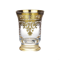 Verre à thé rouge orné d'or, verre Istikan, motif orné, design élégant, parfait pour le thé rouge, les cérémonies