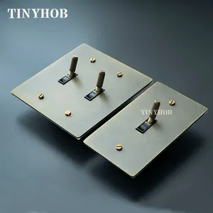 Tùy Chỉnh Brass Knulred Chuyển Đổi Chuyển Đổi Màu Xanh Lá Cây Bronze DIY Retro Bronze Brass Tấm 110V Tiêu Chuẩn Mỹ 3Gang Kéo Chuyển Đổi Ổ Cắm