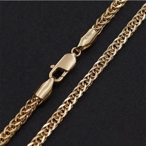 Xinfly 2023 Nuevo Collar Largo de Diseño para Hombre y Mujer, Cadena de Cola de Zorro de Oro Puro de 18K, 3.1MM de Ancho, Estilo Chopin - Product Image 3