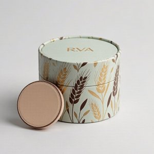 Custom Printed Cosmetic Paper Tube Round Packaging Luxury Cardboard Cylinder <b>Box</b> for Powder Puff Skincare - Product Image 2