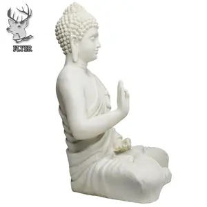 Cuộc Sống kích thước bằng đá cẩm thạch trắng ngồi Phật điêu khắc vườn đá điêu khắc ngoài trời