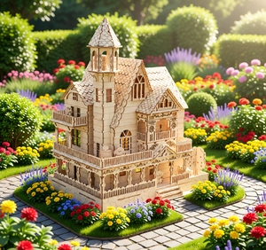 Puzzle 3D in Legno Personalizzato Stile Moderno Villa con Giardino e Cortile per Appassionati di Architettura - Product Image 5