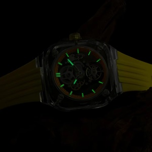 Montre automatique squelette de luxe pour homme au design tendance ODM, logo personnalisé, cadran carré ajouré, montres mécaniques OEM - Product Image 4