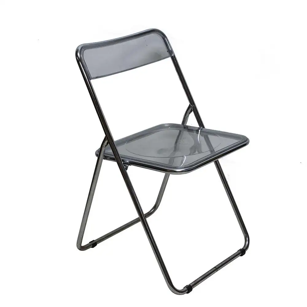 Chaise pliante en acier inoxydable, mobilier moderne, transparent, pliable, pour salle à manger, événements de fête, noir et blanc