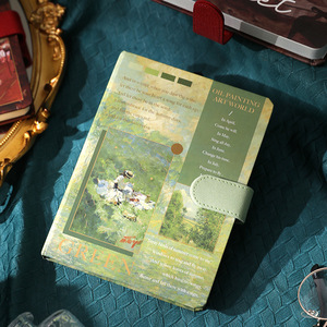 Quaderno con pittura a olio, luce e ombra, bellezza retrò, diario magnetico con chiusura a fibbia, a tema dipinti famosi, in inglese, per il mercato transfrontaliero. - Product Image 2