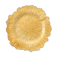 YITIAN Assiette Décorative Transparente en Plastique Écologique, Bord Doré, Style Européen, pour Mariage, Fête, Dîner, Émail Coloré