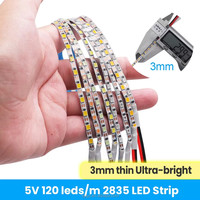 DC 5V LED-Streifen SMD 2835 110 LEDs Flexibles LED-Band TV-Hintergrundbeleuchtung Einzelreihe 3mm Breite PCB