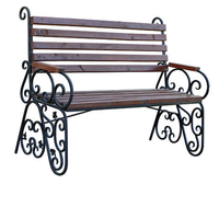 Banc de jardin contemporain en fer forgé antique, mobilier d'extérieur en métal avec glissières pour terrasse TTD