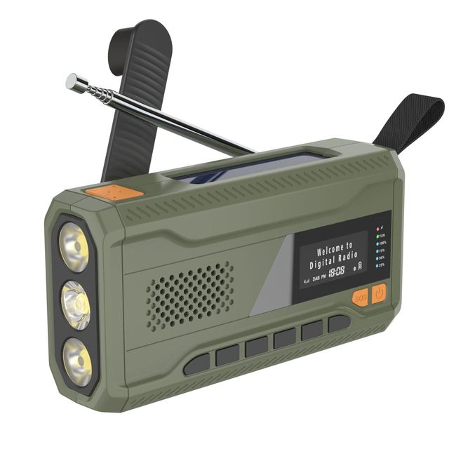 Emergency Radio DAB/DAB+ 4500mAh Power Bank AM FM Solar Hand Crank Weather Radio with BT SOS Alam Flashlight