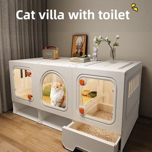 Gabbia per Gatti da Interno con Toilette, Design Monolocale con Chiusura a Pulsante, Ideale per Piccoli Appartamenti - Product Image 2