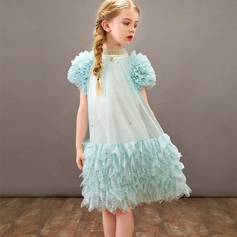Cute Girls' Summer Casual Dress Ruffle Sleeve Tutu Robe