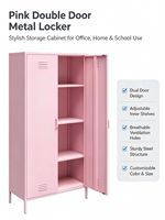 Lemari Logam Pintu Ganda, Kabinet Penyimpanan Baja Kustom Populer dengan Rak yang Dapat Disesuaikan, Lemari Pakaian untuk Penggunaan Kantor, Rumah, dan Sekolah