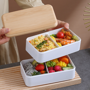 Japanese Wood Grain Bento <b>Box</b> – Double Layer Leak Proof <b>Lunch</b> Container, Microwave Safe, Sealed Tableware for Office, School, Tr - Product Image 3