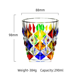 Gobelet en verre à whisky à l'ancienne de 290ml avec gravure colorée de style coréen peinte à la main - Product Image 3