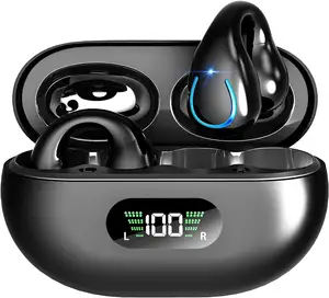 Shemax OWS kulaklık, 5.3 kulakiçi ile sürükleyici HiFi Stereo kulak 10mm sürücüleri kablosuz kulaklık dahili ENC Mic,LED ekran