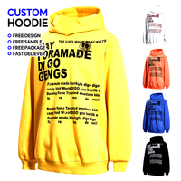 Hoodie unisexe en coton de haute qualité, coupe ample, avec impression en relief vieillie, design personnalisé, pour l'hiver, effet délavé à l'acide, style vintage, poche coupée et cousue