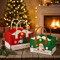 Bolsa de Fieltro Reutilizable Ecológica para Regalos de Navidad, Bolsa de Mano Resistente para Empacar Regalos Navideños, Venta Caliente