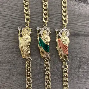 Duyizhao Hip Hop Fashion Personality Saint Jude Three Tone Bracelet 14k Gold Plated Jewelry
