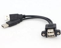 Câble d'extension double USB 2.0 Type A mâle vers femelle à montage sur panneau