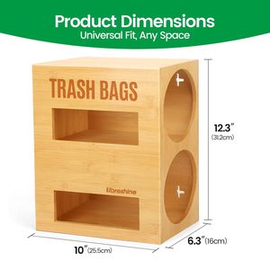 Bamboo Trash Bag <b>Storage</b> <b>Box</b> Double Layer Wall Mount For <b>Kitchen</b> Household Use - Product Image 4